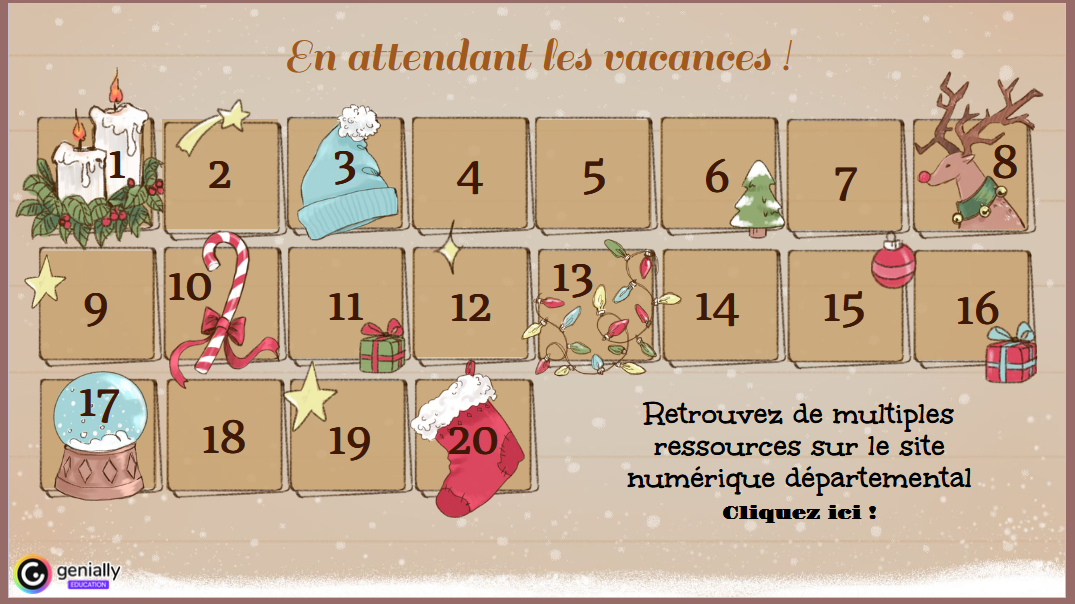 calendrier en attendnat les vacances